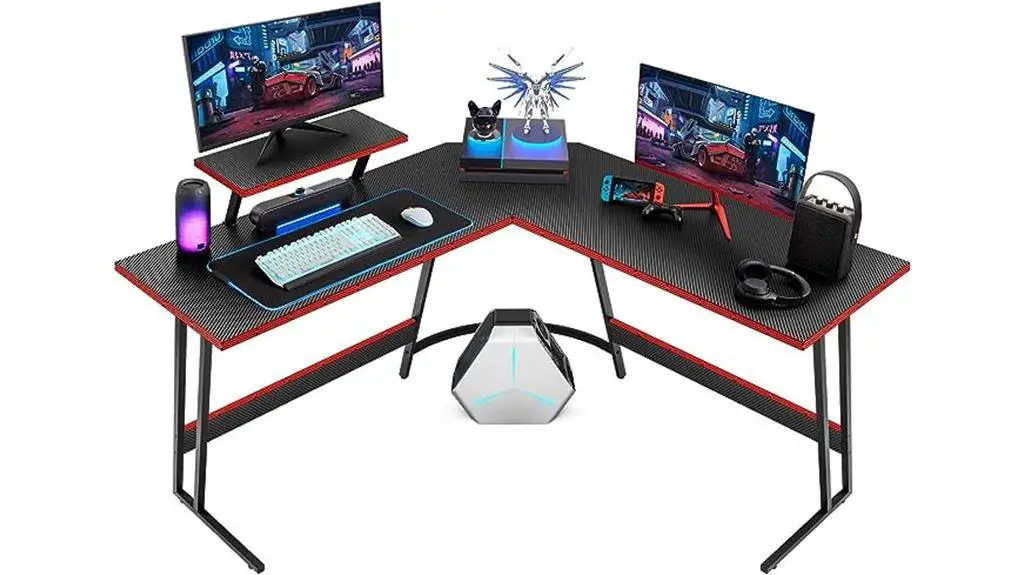 black l shaped gaming desk