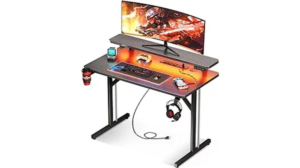 compact and illuminated gaming desk