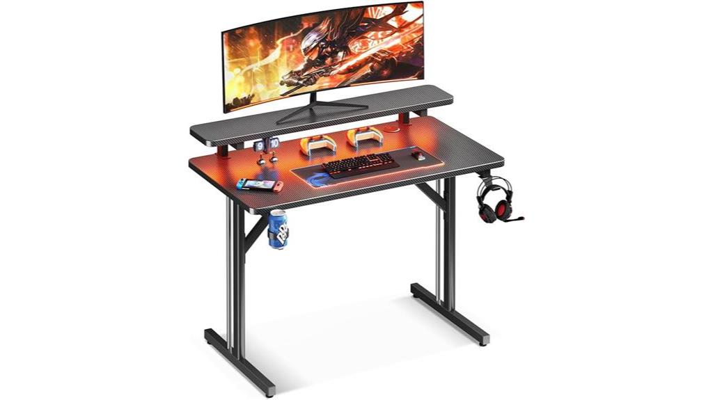 compact gaming desk with led lights