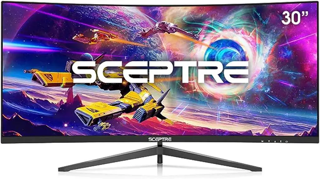 curved gaming monitor with sceptre branding